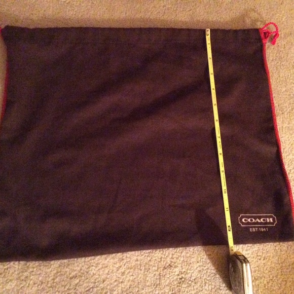 Brown Coach Dust Bag With Red Drawstring and Stitching - Picture 3 of 4